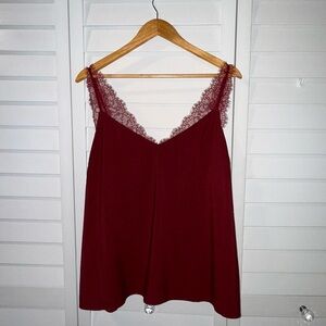 Express Burgundy Lace Trim Top